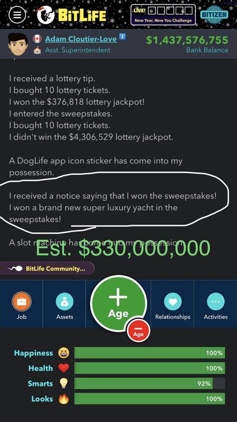 Sweepstakes : r/BitLifeApp .